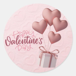 Rond Sticker à ballons roses de Valentine
