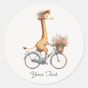 Rond Sticker à bicyclette floral Giraffe
