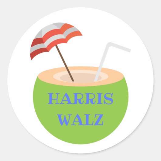 Rond Sticker à boisson Harris Walz Cocnut (Devant)