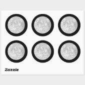 Rond Sticker à cadre noir (Feuille)