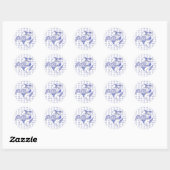 Rond Sticker à cheval bleu et blanc (Feuille)