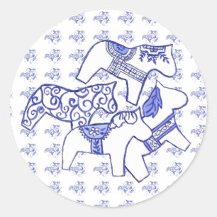 Rond Sticker à cheval bleu et blanc
