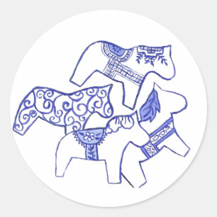 Rond Sticker à cheval bleu et blanc