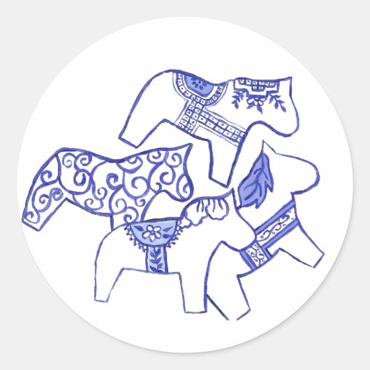 Rond Sticker à cheval bleu et blanc (Devant)