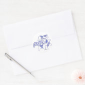 Rond Sticker à cheval bleu et blanc (Enveloppe)