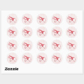 Rond Sticker à cheval rouge et blanc (Feuille)