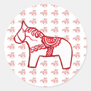 Rond Sticker à cheval rouge et blanc