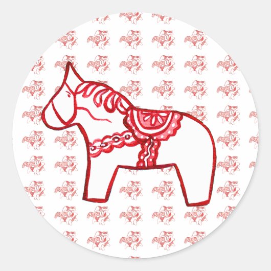 Rond Sticker à cheval rouge et blanc (Devant)