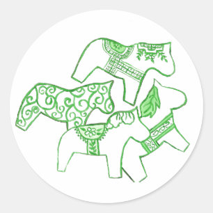 Rond Sticker à cheval rouge et blanc