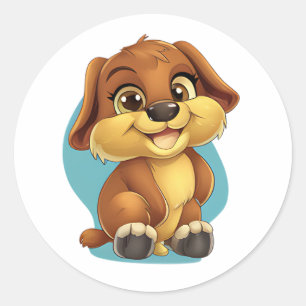 Rond Sticker à chiot mignon - Design adorable de chien