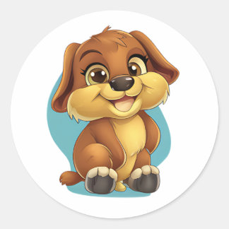 Rond Sticker à chiot mignon - Design adorable de chien