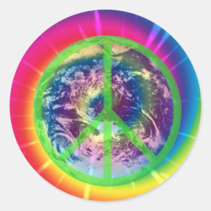 Rond Sticker à colle, Terre et Tye Dye