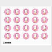 Rond Sticker à cône de crème glacée Kawaii (Feuille)