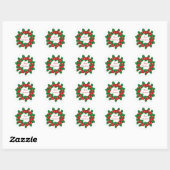 Rond Sticker à couronne de Noël (Feuille)