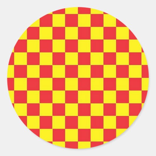 Rond STICKER À damiers rouge et jaune (Devant)
