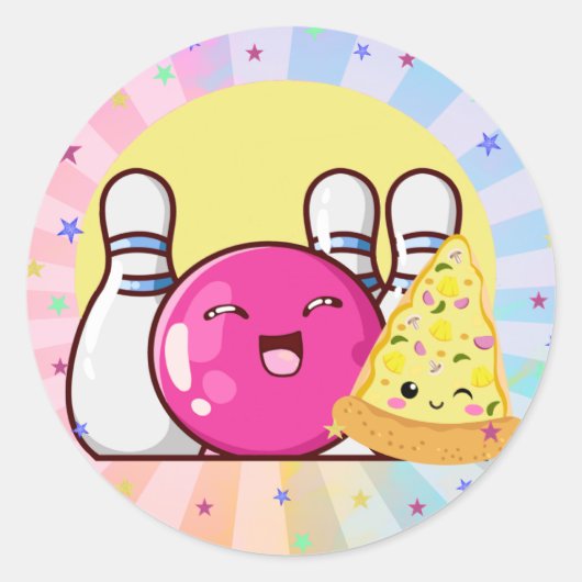 Rond Sticker à dents de jouet de la Fille Pink Bowling (Devant)