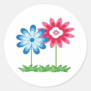 Rond Sticker à deux fleurs
