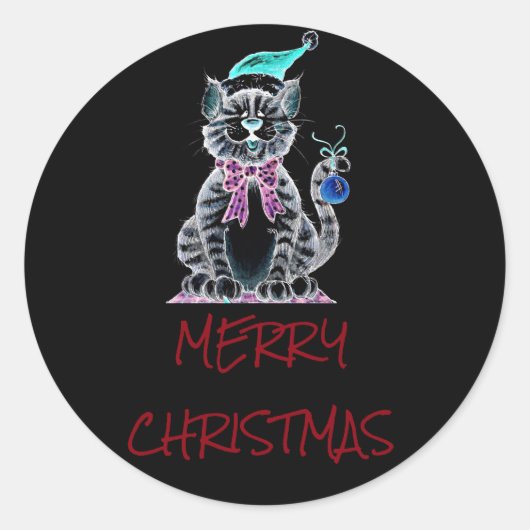 ROND STICKER À DIRE **MERCI NOËL** AVEC CUISINE (Devant)