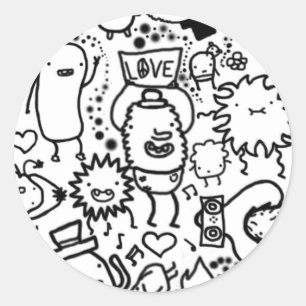 Rond Sticker à Doodle