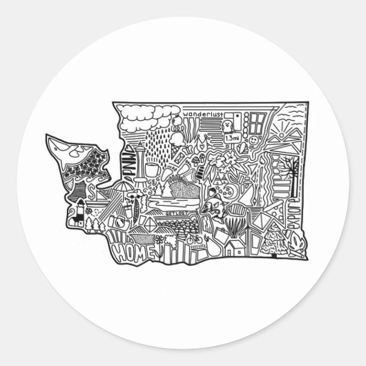 Rond Sticker à doodle Washington (Devant)