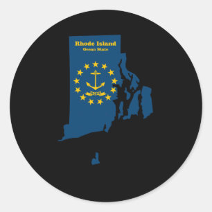 Rond Sticker à drapeau de carte de l'île Rhode