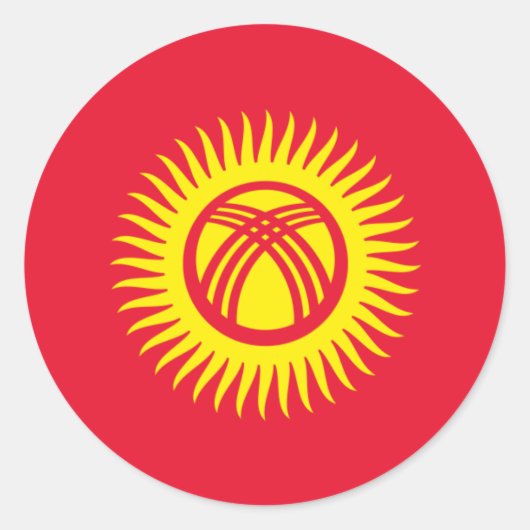 Rond Sticker à drapeau du Kirghizistan (Devant)