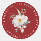 Rond Sticker à enveloppe botanique de Noël (Devant)