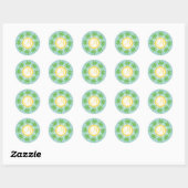 Rond Sticker à enveloppe de monogramme Mariage tropical (Feuille)