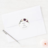 Rond Sticker à enveloppe florale violet blanc vert (Enveloppe)