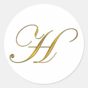 Rond Sticker à enveloppe H Monogramme Or