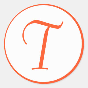 Rond Sticker à enveloppe monogramme orange Tangerine
