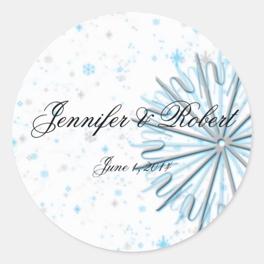 Rond Sticker à enveloppes Aqua et Silver Snowflake (Devant)