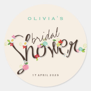 Rond Sticker à Fête des mariées Fleurs de Printemps Whi