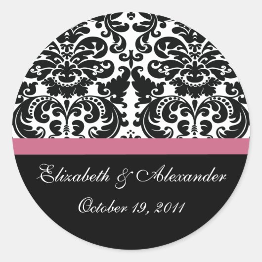Rond Sticker à Fête des mariées rose Damask Honeysuckie (Devant)