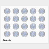Rond Sticker à flacons de neige bleu et argent (Feuille)