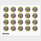 Rond Sticker à fleurs à bulles violettes (Feuille)