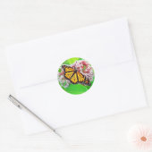 Rond Sticker à fleurs à papillon monarque (Enveloppe)
