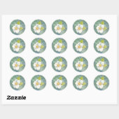 Rond Sticker à fleurs blanches (Feuille)