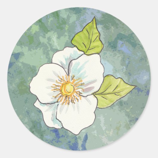 Rond Sticker à fleurs blanches (Devant)