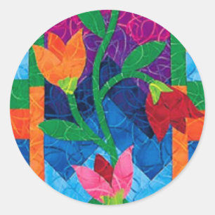 Rond Sticker à fleurs courbées