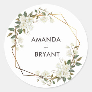 Rond Sticker à fleurs Gold Geo Frame Magnolia