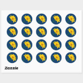 Rond Sticker à fleurs jaunes (Feuille)