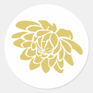 Rond Sticker à fleurs Lotus (jaune)