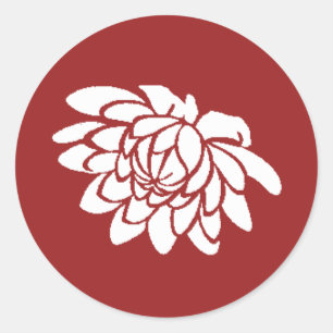 Rond Sticker à fleurs Lotus (rouge)