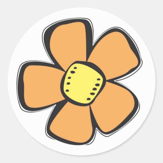Rond Sticker à fleurs orange (Devant)