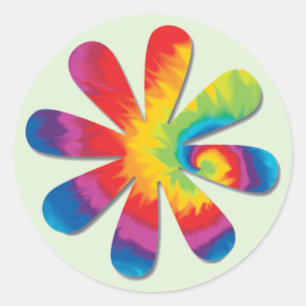 Rond Sticker à fleurs psychédélique
