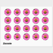 Rond Sticker à fleurs rose Zinnia (Feuille)