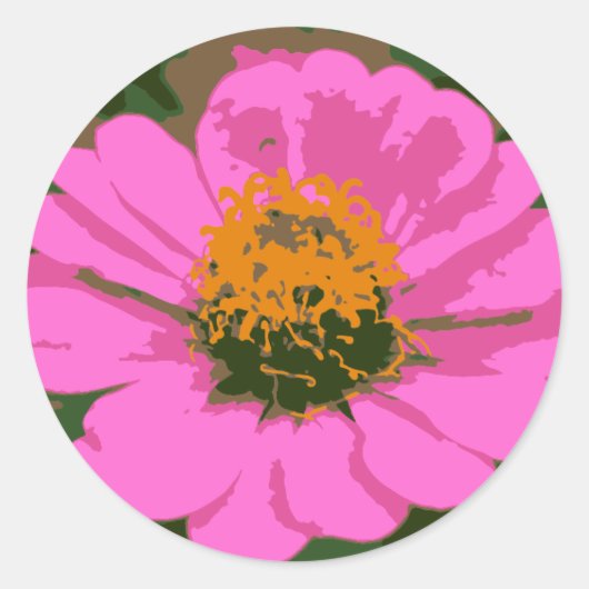 Rond Sticker à fleurs rose Zinnia (Devant)