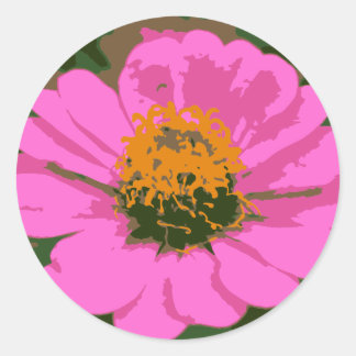 Rond Sticker à fleurs rose Zinnia