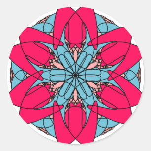 Rond Sticker à fleurs roses chaudes